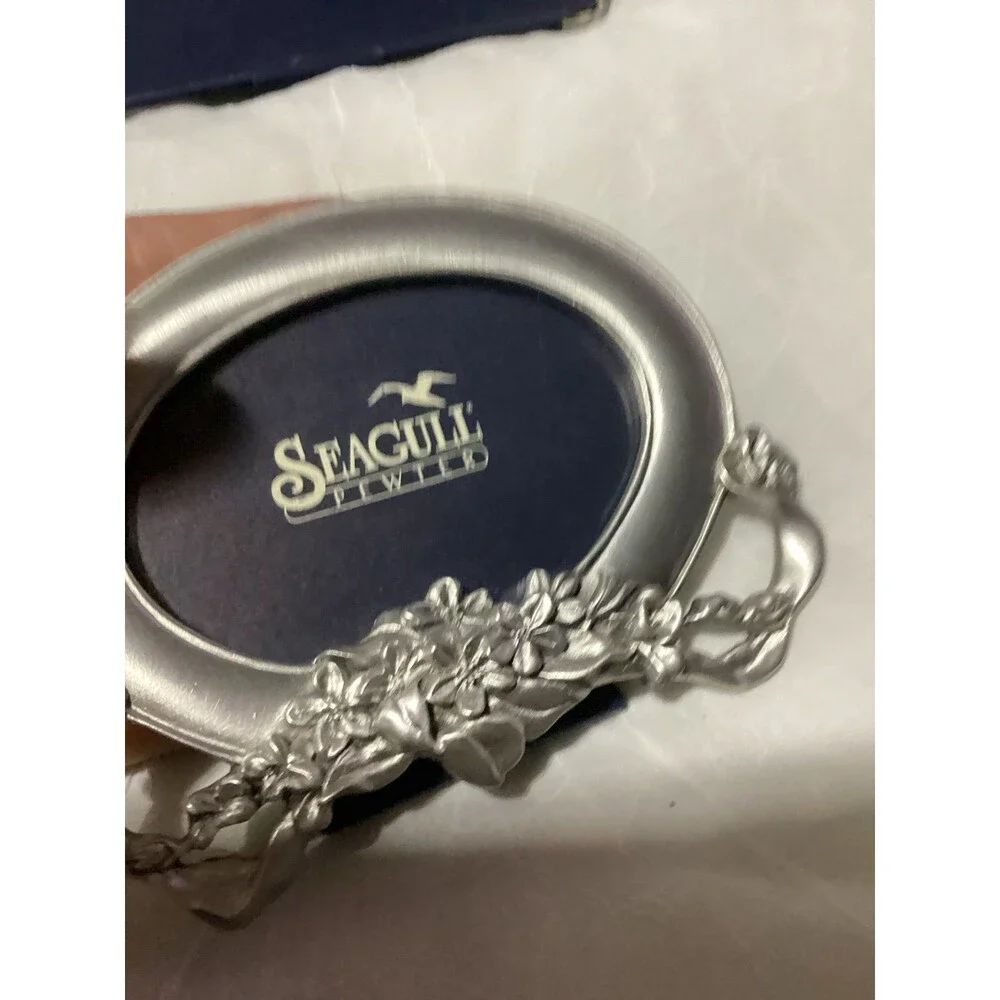 SEAGULL Fine Pewter Mini Floral Picture Frame with Stand New in Box Signed